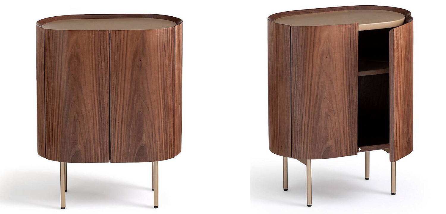 Тумба округлой формы Walnut and Leather массив ореха и столешница из натуральной кожи Тумба округлой формы Walnut and Leather массив ореха и столешница из натуральной кожи - Loft-Concept в Самаре