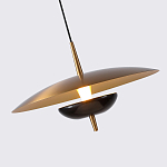 Подвесной светильник с золотым металлическим плафоном округлой формы и декоративным элементом из чёрного мрамора Midnight Grace  варинант исполнения - 2 | Loft Concept в Самаре