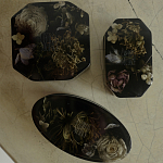 Шкатулка из эпоксидной смолы с цветами черная Epoxy Resin Oval Box Black варинант исполнения - 5 | Loft Concept в Самаре