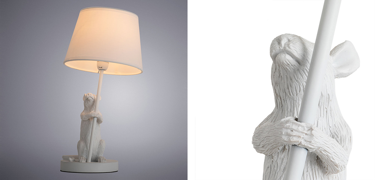 Настольная лампа White Mouse holding a lamp Настольная лампа White Mouse holding a lamp - Loft-Concept в Самаре