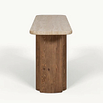 Консоль с овальной столешницей и фактурным деревянным основанием Enzo варинант исполнения - 1 | Loft Concept в Самаре