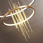 Люстра подвесная с 2-мя круглыми подвесами в черном и золотистом цвете и вертикальными подвесками Ring Horizontal варинант исполнения - 3 | Loft Concept в Самаре