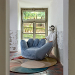 Дизайнерское плюшевое кресло в форме руки голубое Poltronova Joe Plush Baby Blue Armchair варинант исполнения - 4 | Loft Concept в Самаре