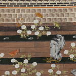 Обои ручная роспись The Art of Learning and Steps for the Flowers by Teo Yang Special Colourway on purple painted Xuan paper варинант исполнения - 2 | Loft Concept в Самаре