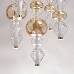 Люстра с плафонами из прозрачного и янтарного стекла в виде шаров и ромбов Gabriel Scott Luna варинант исполнения - 10 | Loft Concept в Самаре