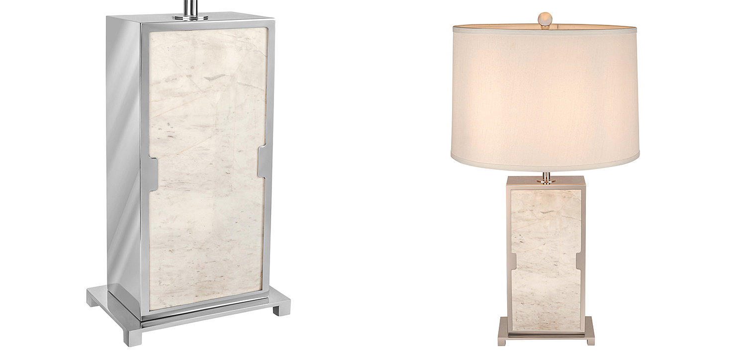 Настольная лампа с абажуром Wilbur Chrome Marble Table Lamp Настольная лампа с абажуром Wilbur Chrome Marble Table Lamp - Loft-Concept в Самаре