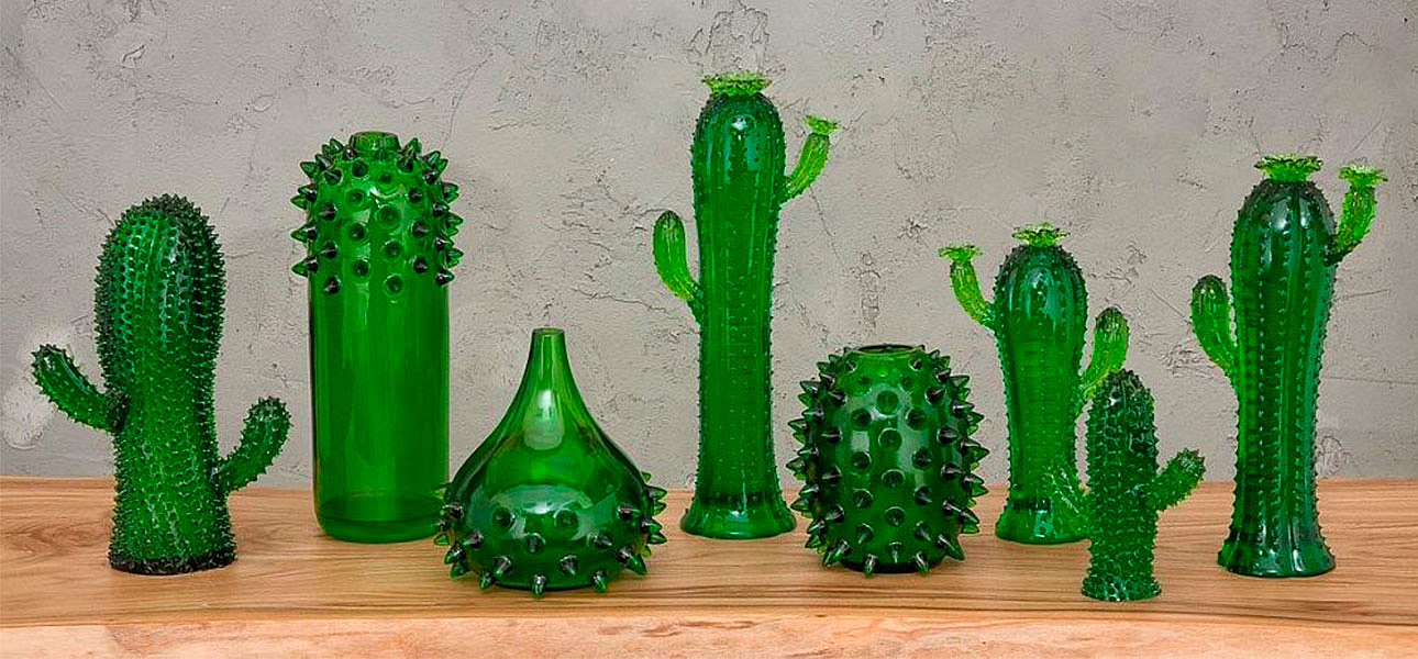 Ваза кактус зеленый стекло Adrian - Loft-Concept в Самаре