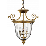 Люстра подвесная цвета латунь с прозрачным стеклянным плафоном и тремя лампами в классическом стиле на цепи Hinkley варинант исполнения - 1 | Loft Concept в Самаре