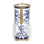 Ваза с бронзовыми ручками и синим цветочным узором Blue & White Ornament варинант исполнения - 3 | Loft Concept в Самаре
