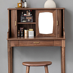 Туалетный стол деревянный с ящиком и зеркалом Moon Walnut Furniture варинант исполнения - 5 | Loft Concept в Самаре