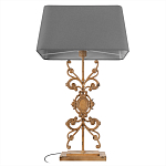 Настольная лампа на ажурном чугунном основании с серым абажуром Openwork Lamp варинант исполнения - 3 | Loft Concept в Самаре
