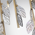 Люстра с золотистыми трубками и прозрачными стеклянными листьями на подвесах Sylva  варинант исполнения - 7 | Loft Concept в Самаре