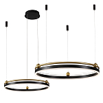 Люстра подвесная с двумя кольцами черного и золотого цвета Ring Horizontal варинант исполнения - 2 | Loft Concept в Самаре