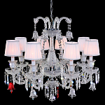 Люстра с 8-ю белыми текстильными абажурами и хрустальными подвесками Lustre Reverie варинант исполнения - 1 | Loft Concept в Самаре