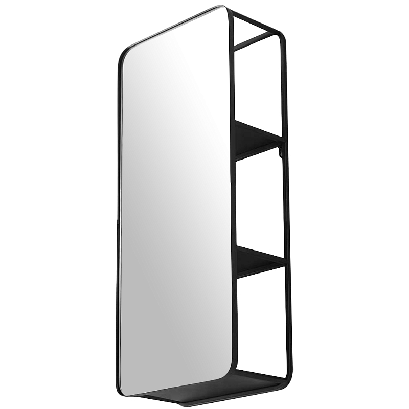 Прямоугольное настенное зеркало с полками Malcolm Industrial Mood Mirror Черный Прямоугольное настенное зеркало с полками Malcolm Industrial Mood Mirror Черный в Самаре | Loft Concept