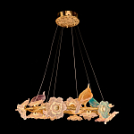 Люстра круглая на золотом каркасе с птичками и цветочным декором Miscellaneous herbs варинант исполнения - 1 | Loft Concept в Самаре