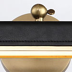 Светильник для картин цвет винтажная латунь с прямоугольным плафоном из кожи черного цвета Alora варинант исполнения - 5 | Loft Concept в Самаре