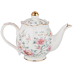 Чайник из фарфора белый с цветочным принтом Flower Porcelain Collection варинант исполнения - 1 | Loft Concept в Самаре