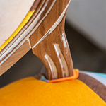 Стул бежевый в разноцветную полоску из натурального бука с изображением птиц и цветов Blooming Birds Colorful Stripes Chair варинант исполнения - 9 | Loft Concept в Самаре