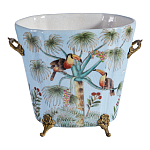 Кашпо из голубого фарфора с бронзовыми элементами Blue Garden варинант исполнения - 1 | Loft Concept в Самаре