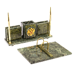 Настольный письменный набор из змеевика с гербом России Successful Leader варинант исполнения - 3 | Loft Concept в Самаре