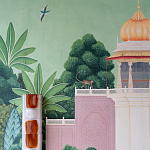 Обои ручная роспись Mahal Garden Original colourway on blue painted Xuan paper варинант исполнения - 3 | Loft Concept в Самаре