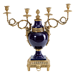 Подсвечник из темно-синего фарфора на бронзовой подставке с фигурками ангелов и декоративными ручками Eden Garden варинант исполнения - 1 | Loft Concept в Самаре