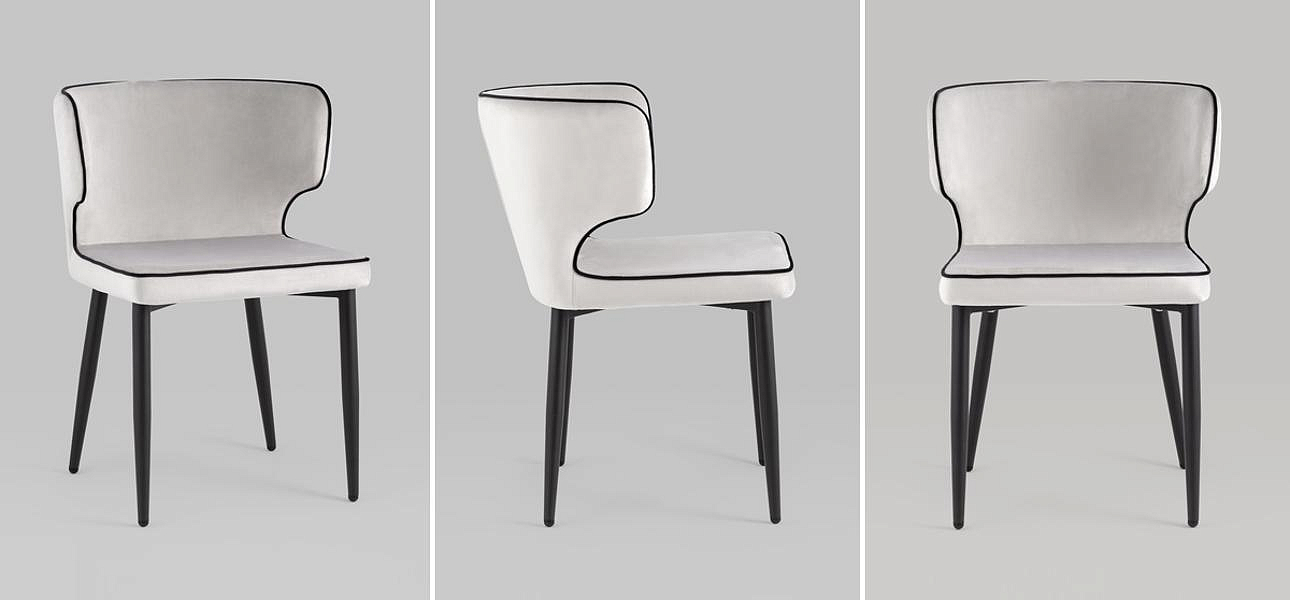 Стул Mateo Chair Молочный Велюр с Черным кантом Стул Mateo Chair Молочный Велюр с Черным кантом - Loft-Concept в Самаре