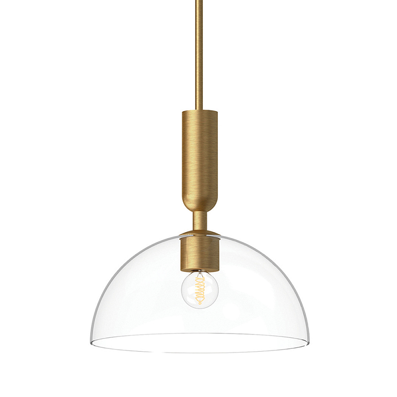 Подвесной светильник с прозрачным полусферическим стеклянным плафоном Alora Mood  Прозрачное Стекло Золотой в Самаре | Loft Concept 
