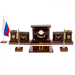 Настольный письменный набор с часами и визитницами из природного камня обсидиана Royal Present варинант исполнения - 1 | Loft Concept в Самаре