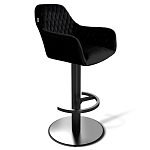 Барный стул вращающийся со спинкой и подлокотниками Douglas Rhombus Черный Велюр варинант исполнения - 1 | Loft Concept в Самаре