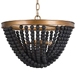 Люстра с подвесками в виде круглых деревянных черных бусин Black Wooden Beads Chandelier варинант исполнения - 1 | Loft Concept в Самаре