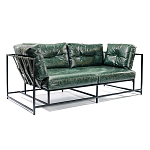 Диван Лофт Натуральная Винтажная кожа Зеленый Two Seat Encounter Leather Sofa варинант исполнения - 2 | Loft Concept в Самаре