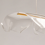 Люстра линейная с 3-мя белыми волнистыми плафонами Wave Line варинант исполнения - 8 | Loft Concept в Самаре