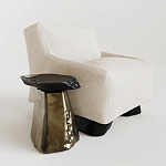 Кресло Cannes с мягкой обивкой букле молочного цвета  варинант исполнения - 1 | Loft Concept в Самаре