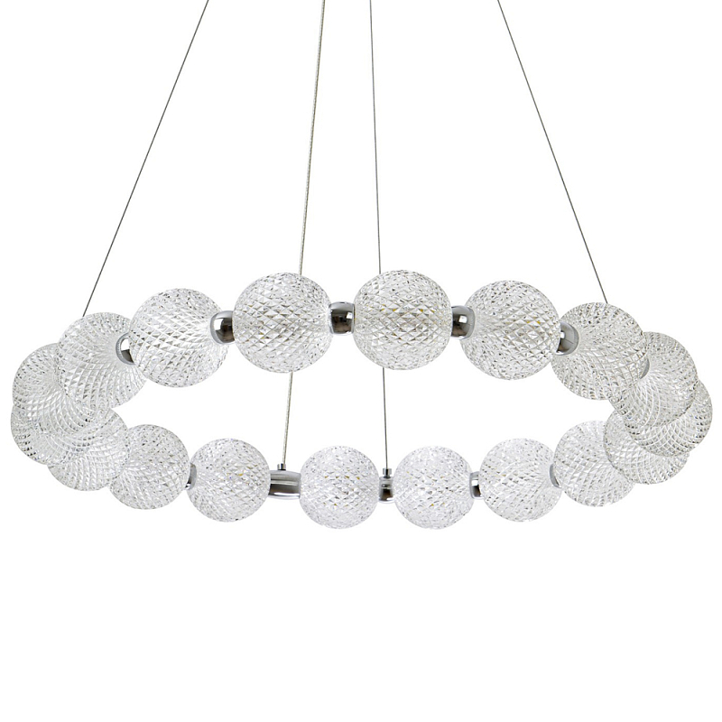 Светодиодная кольцевая люстра с круглыми плафонами Crystal Globule Chandelier Chrome Прозрачный Хром в Самаре | Loft Concept 