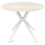 Стол обеденный с круглой столешницей из керамики на четырех белых ножках Sand Ceramics варинант исполнения - 1 | Loft Concept в Самаре