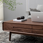 Кофейный стол из массива дерева с выдвижными ящиками Coffee Walnut Table варинант исполнения - 5 | Loft Concept в Самаре