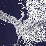 Обои ручная роспись в стиле Арт-деко Whistler Peacocks Special Colourway on Empire Blue dyed silk варинант исполнения - 2 | Loft Concept в Самаре