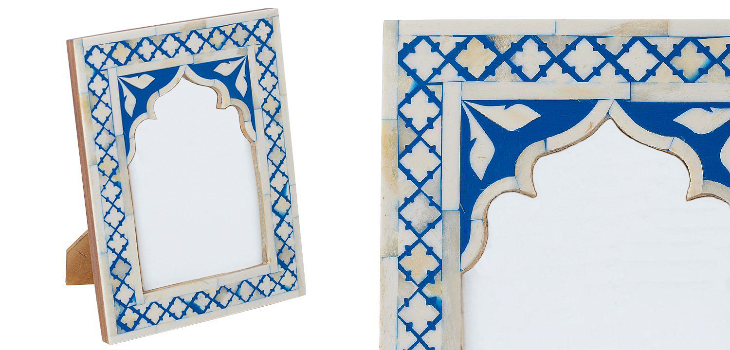 Photo Frame Blue White Moroccan Bone Mosaic Photo Frame Blue White Moroccan Bone Mosaic - Loft-Concept в Самаре