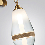 Бра со стеклянным плафоном конусообразной формы и декоративной вставкой из джута Tectona  варинант исполнения - 5 | Loft Concept в Самаре