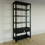 Стеллаж Elsa Dreams Black со стеклянными полками и ящиком варинант исполнения - 1 | Loft Concept в Самаре