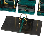 Настольный письменный набор из змеевика тёмно-зелёного цвета с декором в виде орла Successful Leader варинант исполнения - 4 | Loft Concept в Самаре