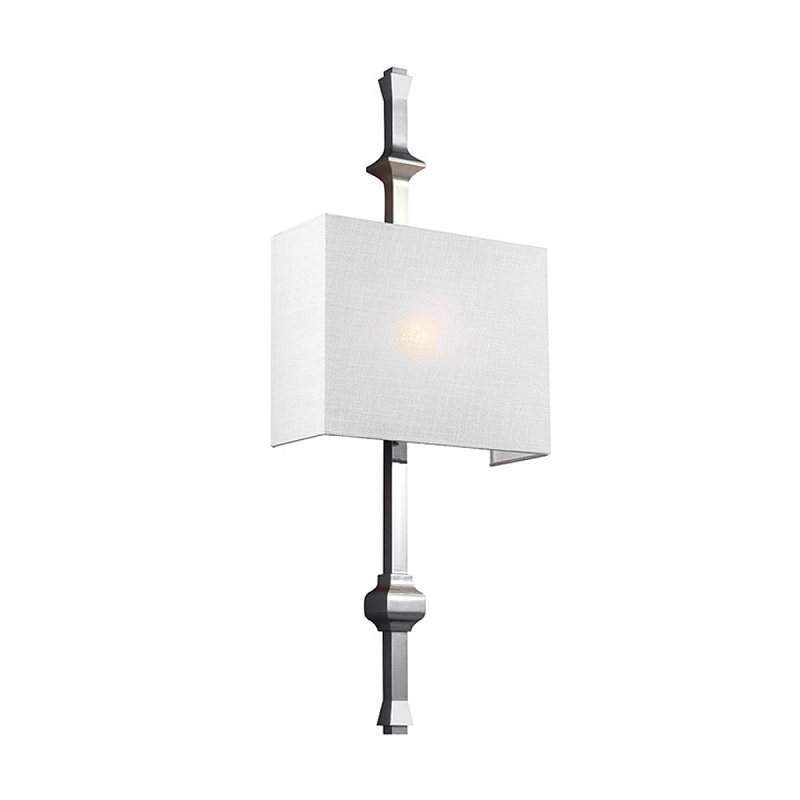 Бра с прямоугольным тканевым абажуром белого цвета Feiss Никель Бежевый Белый Бронза в Самаре | Loft Concept 