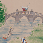 Обои ручная роспись Promenade Special Colourway on pink painted Xuan paper варинант исполнения - 1 | Loft Concept в Самаре