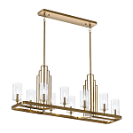 Люстра прямоугольная цвета латунь с прозрачными рифлеными цилиндрическими плафонами Kichler варинант исполнения - 2 | Loft Concept в Самаре
