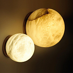 Настенно-потолочный светильник с плафоном в форме шара из алебастра Cryptocrystalline Stone варинант исполнения - 2 | Loft Concept в Самаре