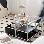 Дизайнерский журнальный стол квадратный с полками Akydy варинант исполнения - 1 | Loft Concept в Самаре