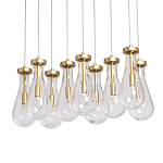 Люстра с 9-ю прозрачными стеклянными плафонами в форме капли Lucid Rain  варинант исполнения - 1 | Loft Concept в Самаре