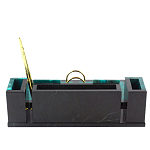 Настольный письменный набор из змеевика с часами и календарницей Successful Leader варинант исполнения - 3 | Loft Concept в Самаре